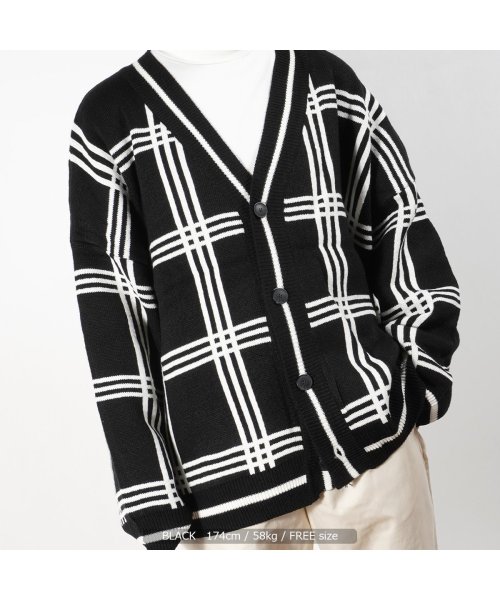 セール カーディガン メンズ Vカーデ レディース ビッグシルエット 大柄チェック スーパービッグ カーディガン チェック柄 オーバーサイズ カーデ Vカーデ ニッ ワンフォークロージング 1111clothing Magaseek