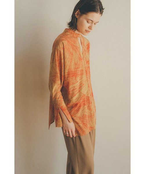 CLANE(クラネ)/RADIAL LINE DOUBLE FACE BLOUSE/RED