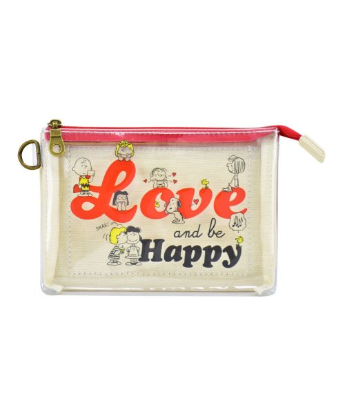 スヌーピー ポーチ 小物入れ レディース 女子 2ルーム クリア 帆布 ファスナー シンプル 化粧ポーチ コスメポーチ 女の子 高校生 中学生 大人 ママ キャ ランナー Runner Magaseek