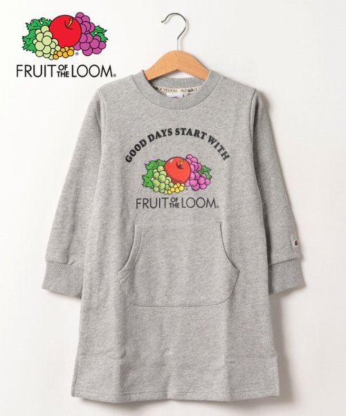 FRUIT OF THE LOOM(フルーツオブザルーム)/【Kid's】FRUIT OF THE LOOM/フルーツオブザルーム　フルーツロゴスウェットワンピース / キッズ 裏毛/M･ｸﾞﾚｰ