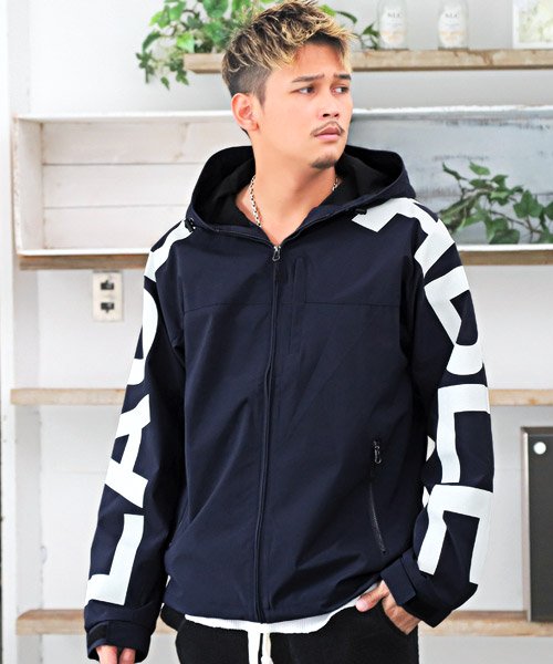 セール 袖ロゴ撥水加工マウンテンパーカー マウンテンパーカー メンズ ジャケット マンパー 袖ロゴ ストレッチ ラグスタイル Luxstyle Magaseek