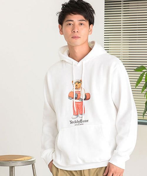 Teddybear ロゴプリント裏起毛プルオーバーパーカー メンズ 長袖 トップス スウェット スエット ベア クマ くま ロゴ プリント ゆったり ユニセック エスビーセレクト Sb Select Magaseek
