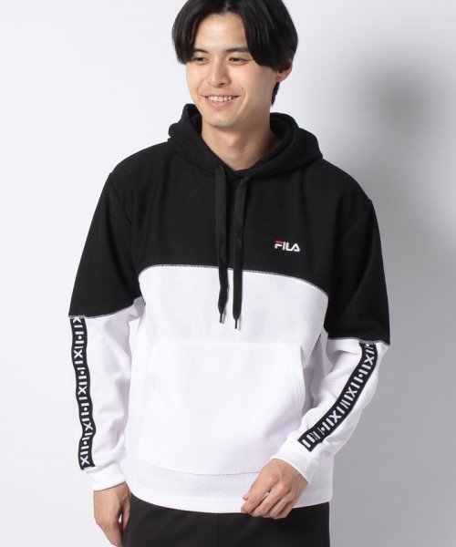 fila(men)(フィラ（メンズ）)/【フィラ】粗挽き裏起毛ジャージパーカー/杢ブラックホワイト