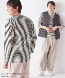 OMNES(オムネス)/【OMNES】ストレッチジャガード　クルーネック長袖＆六分袖Tシャツ/キナリ系1