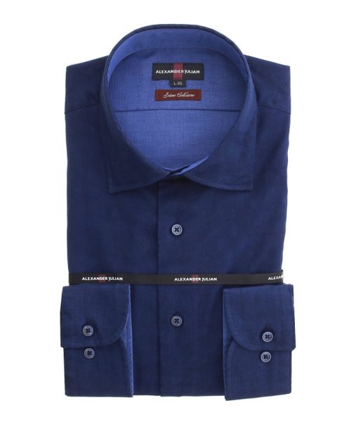 TAKA-Q(タカキュー)/綿100％ ソラーロ スタンダードフィット ワイドカラー 長袖 ワイシャツ/ブルー