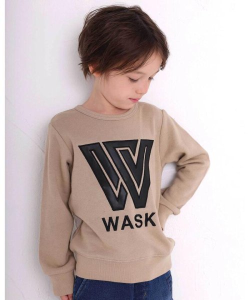WASK(ワスク)/合皮 ロゴパッチ 裏毛 トレーナー (100~160cm)/ベージュ