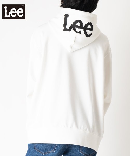 Lee(Lee)/【LEE】　リー　ミニロゴ　刺繍＆フードビッグプリント　プルパーカー/ヘビーオンス/ビッグシルエット/ホワイト