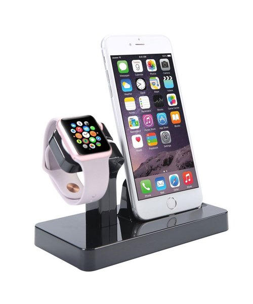aimoha(aimoha（アイモハ）)/iphone/第1234世代apple watch 、iPod　一緒に充電スタンド【B】/ブラック