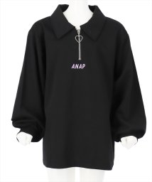 ANAP KIDS(アナップキッズ)/ハーフジップミニ裏毛チュニック/ブラック