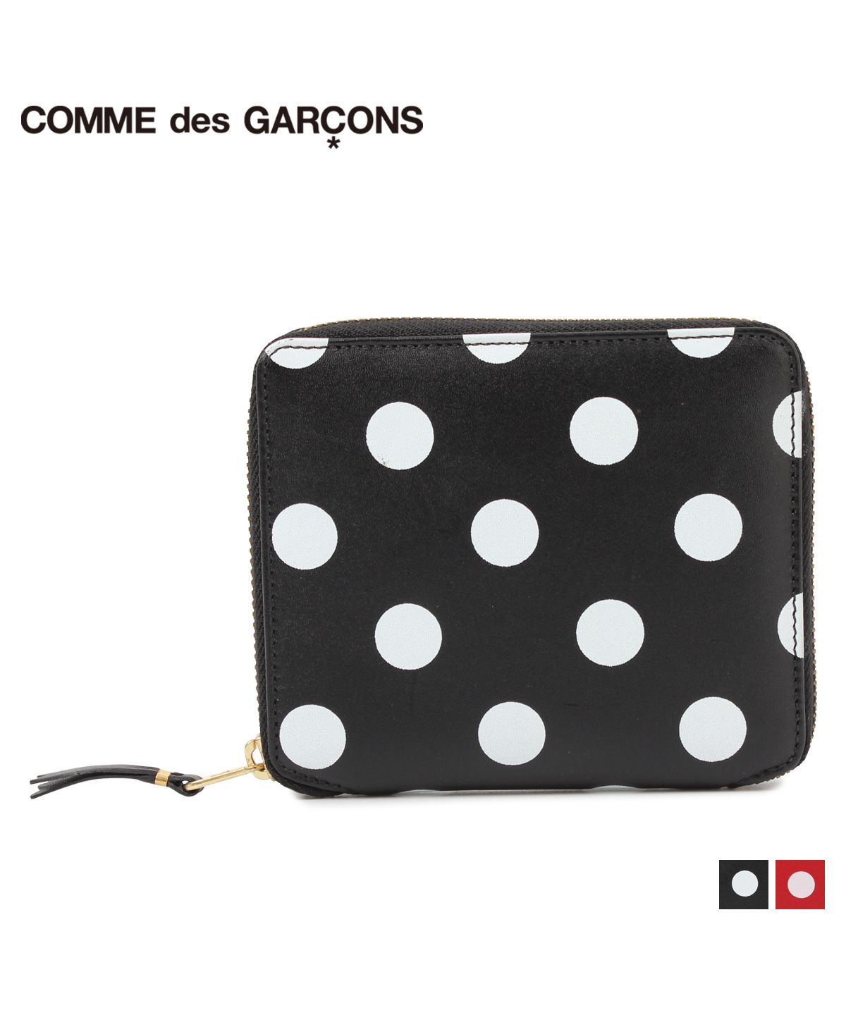 コムデギャルソン COMME des GARCONS 財布 二つ折り メンズ レディース ラウンドファスナー ポルカドットプリント POLKA  DOTS PRI