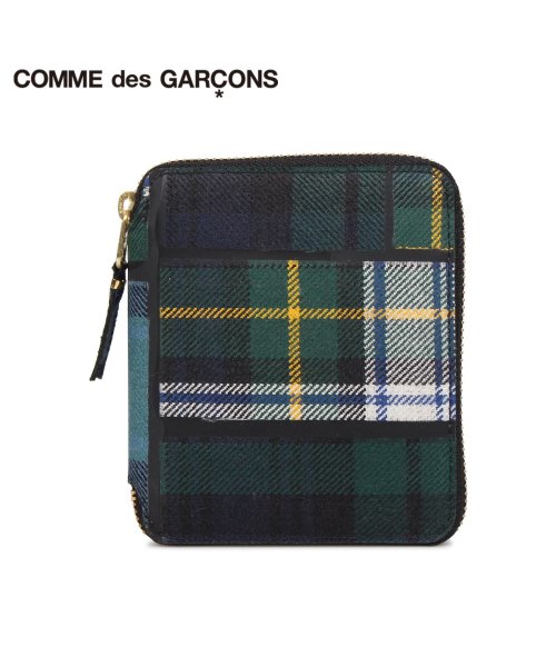 COMME des GARCONS(コムデギャルソン)/コムデギャルソン COMME des GARCONS 財布 二つ折り メンズ レディース ラウンドファスナー 本革 タータンチェック TARTAN PATCHW/グリーン