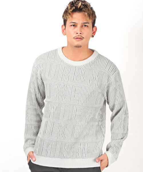 セール ラグスタイル Luxstyle Luxe R ラグジュ ロゴボーダーニット ニット メンズ セーター ボーダー ロゴ ジャガード Magaseek