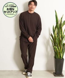 CavariA/CavariA クルーネック長袖ワッフルTシャツ×リラクシングパンツセットアップ メンズ ロンT イージーパンツ ワッフル ラウンドカット レイヤード リラック/504360539