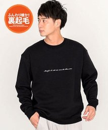 CavariA(キャバリア)/CavariA 裏起毛クルーネック長袖プリント入りトレーナー メンズ 裏起毛 スウェット スエット ブランド プリント 秋 冬  【C】/ブラック系3