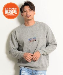 CavariA(キャバリア)/CavariA 裏起毛クルーネック長袖プリント入りトレーナー メンズ 裏起毛 スウェット スエット ブランド プリント 秋 冬  【C】/グレー系1