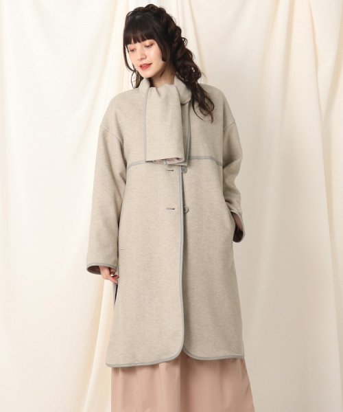 セール ライナー付きパイピングメルトンコート クチュールブローチ Couture Brooch Magaseek