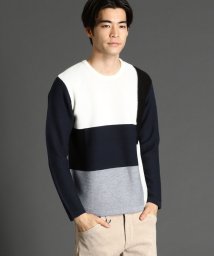 NICOLE CLUB FOR MEN(ニコルクラブフォーメン)/ブロッキングパネルニット/09ホワイト