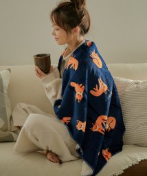 Fashion Letter(ファッションレター)/70×100cm アニマル ブランケット ひざ掛け 3way 子供 大人 ふわふわ ボア スワンネル シープボア キッズ ベビー 赤ちゃん おくるみ ポンチョ /ネイビー系1