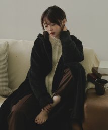 Fashion Letter(ファッションレター)/着る毛布 ロング ブランケット レディース ルームウェア 防寒 ガウン 毛布 レディース 大きいサイズ ナイトウェア ワンマイルウェア カーディガン ロング ボ/ブラック