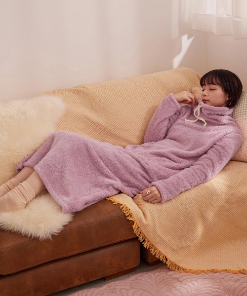 ふわふわ もこもこ あったかボアが おうち時間 をやさしく包む ボアルームワンピース 着る毛布 ハイネック ボア ルームウェア レディース ワンマイル ウェア 大 ファッションレター Fashion Letter Magaseek