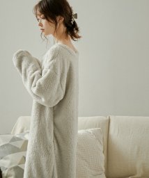 Fashion Letter(ファッションレター)/秋冬新作 あったかボア 裏起毛 前後2way ワンピース ボアルームウェア レディース ワンマイルウェア 大きいサイズ マタニティー マタニテ/アイボリー