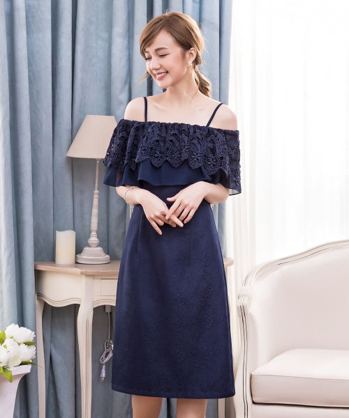 セール 2wayオフショルダー風ティレースワンピース 結婚式ワンピース お呼ばれパーティードレス ドレス プラス Dress Magaseek