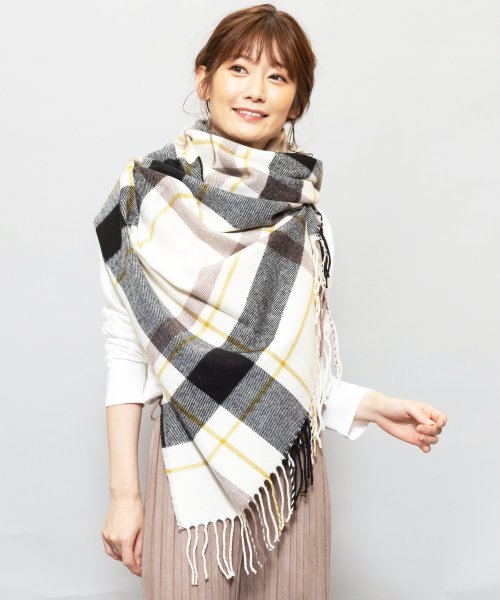 大判チェックストール 大判 ストール チェック マフラー アクセサリー ファッション小物 レディース ミリアンデニ Mili An Deni Magaseek