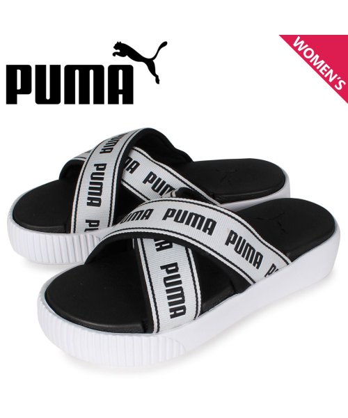 Puma プーマ プラットフォーム スライド テープ スライドサンダル スポーツサンダル レディース 厚底 Platform Slide Tape ブラック 黒 プーマ Puma Magaseek