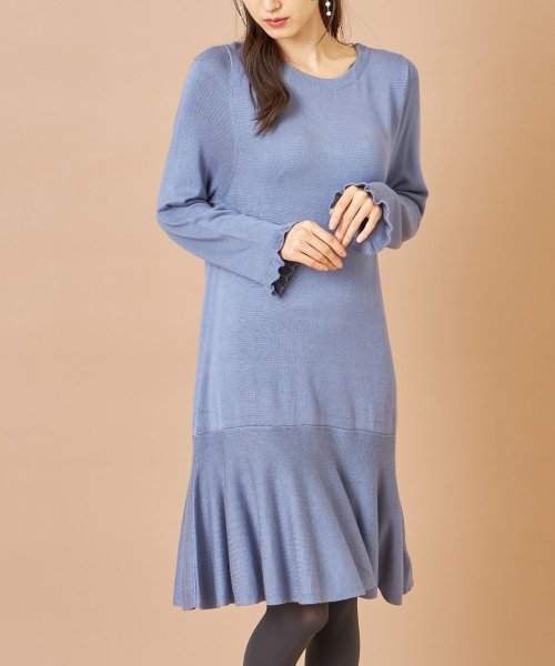 セール 袖口フリル付き裾フレアニットワンピース トッコクローゼット Tocco Closet Magaseek