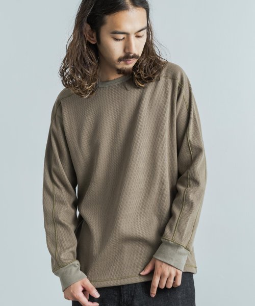 カットソー サーマルニット ハニカム 長袖tシャツ メンズ レディース 日本製 カジュアル ボンバーヒート 爆暖 トレーナー スウェット 国産 スプリットスリー ロッキーモンロー Rocky Monroe Magaseek