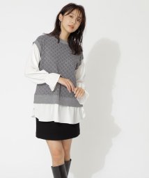 NATURAL BEAUTY BASIC(ナチュラルビューティーベーシック)/[洗える]ジャガードニットドッキングトップス/チャコール系2