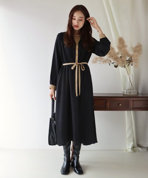 レトロ柄 無地配色ワンピース ブルーイースト Blueeast Magaseek