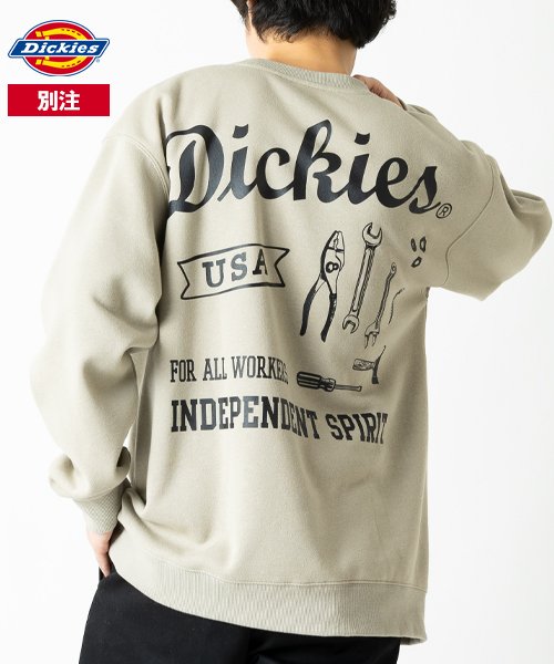 Dickies(Dickies)/【別注】　【Dickies】　ディッキーズ　ワンポイントロゴ＆バックプリント　長袖　スウェット/ヘビーオンス/ビッグシルエット/グレイ