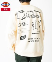 Dickies(Dickies)/【別注】　【Dickies】　ディッキーズ　ワンポイントロゴ＆バックプリント　長袖　スウェット/ヘビーオンス/ビッグシルエット/オフホワイト