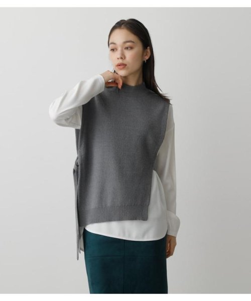 AZUL by moussy(アズールバイマウジー)/ASYMMETRY VEST KNIT SET/T.GRY