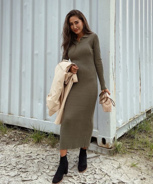 リブニットタイトロングワンピース エストレジャ Esutoreja Magaseek