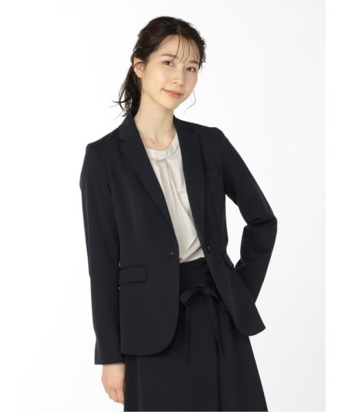 セール】アルガンオイル 1ボタンテーラージャケット 紺 レディース  