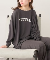 NICE CLAUP OUTLET(ナイスクラップ　アウトレット)/【natural couture】シアバター加工ドルマンロゴT/スミクロ