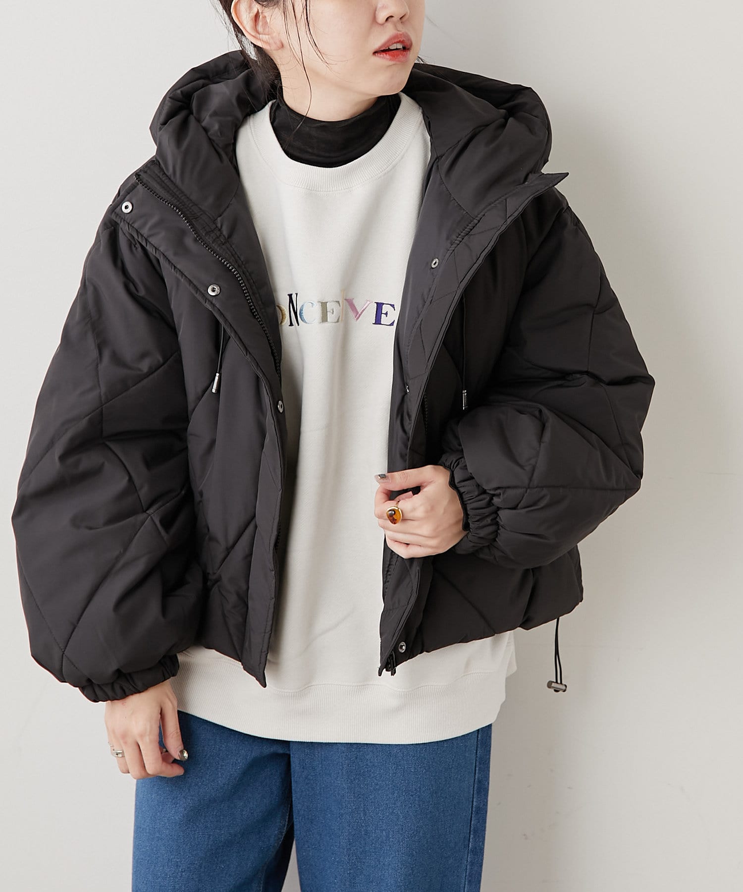 正規品100%新品】 NICE CLAUP - 美品 フード付ベンチコート（クロ