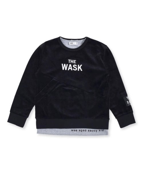 WASK(ワスク)/ななめポケット トレーナー + ロゴ Tシャツ セット (100~160cm)/ブラック