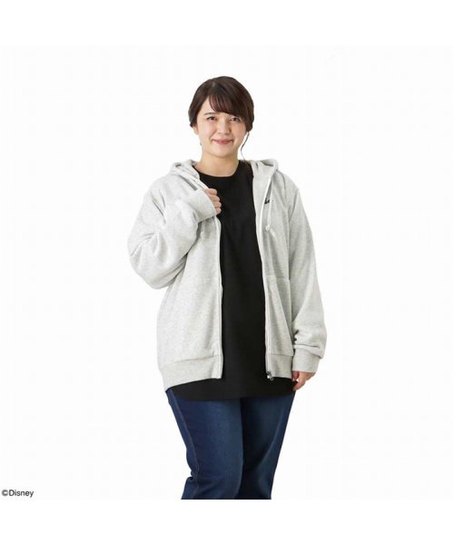 大きいサイズ Disney ミッキー 裏起毛ワンポイントジップパーカー クイーンサイズ 1485 6750 マックハウス レディース Mac House Women Magaseek
