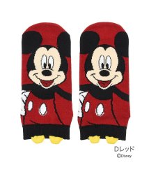 DISNEY(DISNEY)/福助 公式 靴下 レディース パペット スニーカー丈 ソックス 300－21r0 23ー25cm 福助/レッド