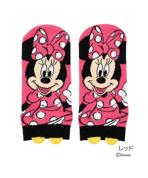 DISNEY(DISNEY)/福助 公式 靴下 レディース パペット スニーカー丈 ソックス 300－21r0 23ー25cm 福助/レッド系1