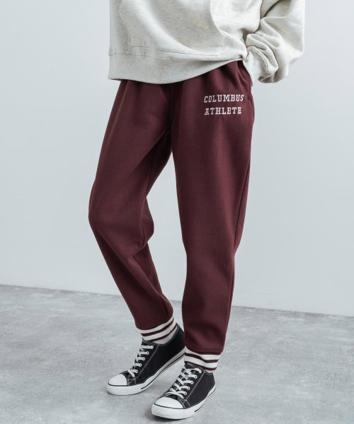 セール ジョガーパンツ メンズ レディース リブ テーパード ワンマイル カレッジ スポーティ シンプル ロゴ 刺繍 ペア お揃い セットアップ着用可能 ウールライク ロッキーモンロー Rocky Monroe Magaseek