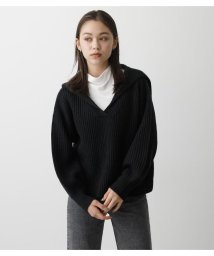 AZUL by moussy(アズールバイマウジー)/SAILOR COLOR KNIT TOPS/BLK