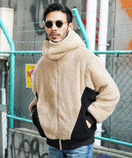 ボアzip切替パーカー パーカー メンズ パーカ おしゃれ ブランド ジップパーカー ジップ トップス ビッグシルエット ジギーズショップ Jiggys Shop Magaseek