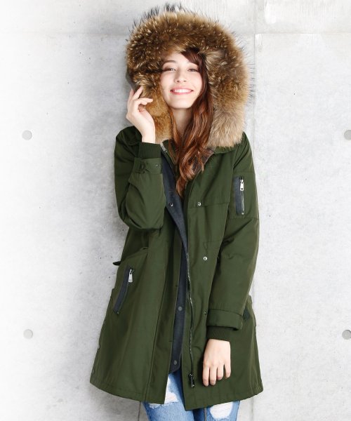 モッズコート [Filomo]モッズコートファーフード付き 