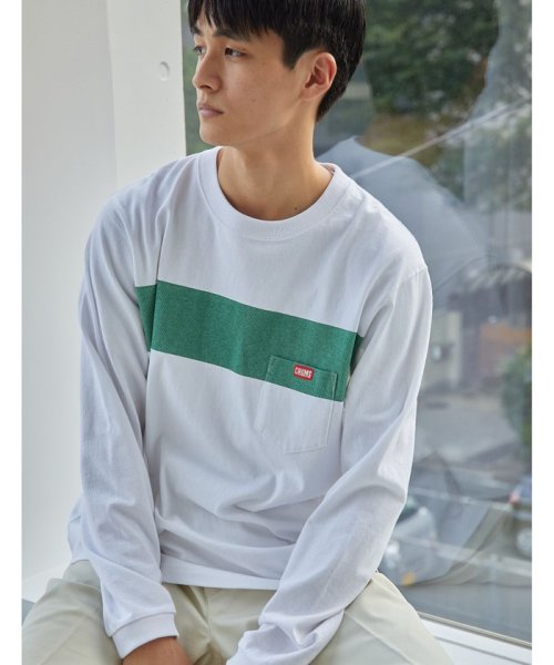 別注 Chums Green Label Relaxing ライン柄 ポケット 長袖 Tシャツ グリーンレーベルリラクシング Green Label Relaxing Magaseek