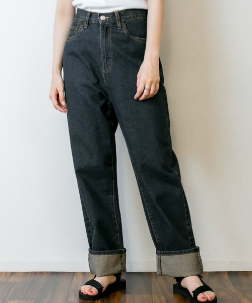 セール ハイウェストロールアップデニムパンツ ハイウエストでお洒落に体型カバー レディースファッション通販 デニム M L Ll 3l 4l ロールアップデニム ゆった アットワン Atone Magaseek