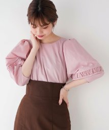 NICE CLAUP OUTLET(ナイスクラップ　アウトレット)/　【natural couture】タックギャザーボリューム袖2WAYブラウス/ピンク